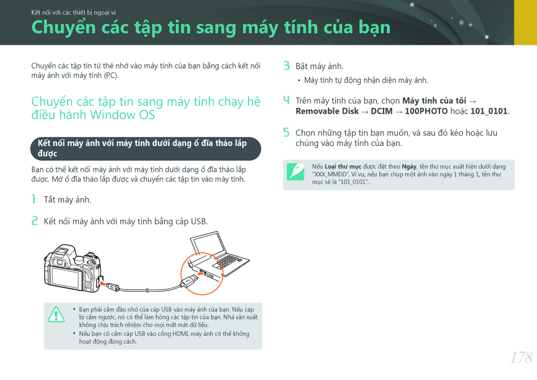 Samsung EV-NX30ZZBGBVN manual Chuyển các tập tin sang máy tính của bạn, Điều hành Window OS, Máy ảnh với máy tính PC 